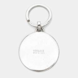 Pre Owned Versace Medusa Enamel Silver Tone Keyring
