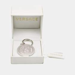 Pre Owned Versace Medusa Enamel Silver Tone Keyring