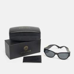 Pre Owned Versace Black MOD 4398 Medusa Cat Eye Sunglasses