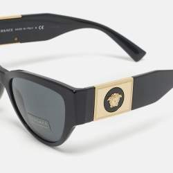 Pre Owned Versace Black MOD 4398 Medusa Cat Eye Sunglasses
