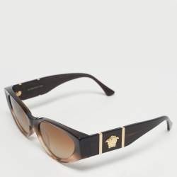 Pre Owned Versace Ombre Brown Gradient MOD 4454 Medusa Oval Sunglasses