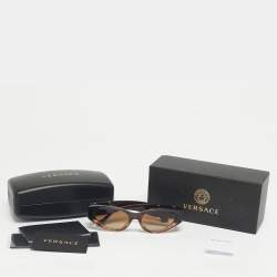 Pre Owned Versace Ombre Brown Gradient MOD 4454 Medusa Oval Sunglasses