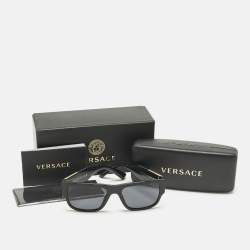Pre Owned Versace Black MOD 4406 Medusa Square Sunglasses