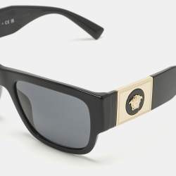 Pre Owned Versace Black MOD 4406 Medusa Square Sunglasses