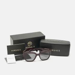 Pre Owned Versace Burgundy MOD 4437 Medusa Polarized Squared Sunglasses