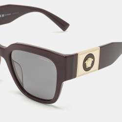 Pre Owned Versace Burgundy MOD 4437 Medusa Polarized Squared Sunglasses
