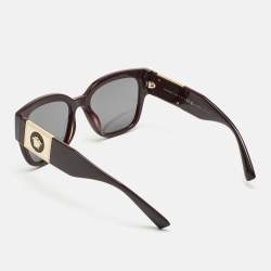 Pre Owned Versace Burgundy MOD 4437 Medusa Polarized Squared Sunglasses