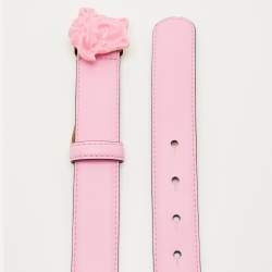Pre Owned Versace Pink Leather Medusa Buckle Belt 85CM