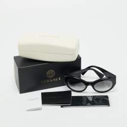 Pre Owned Versace Black/Gold Gradient MOD 4297 Medusa Cat Eye Sunglasses