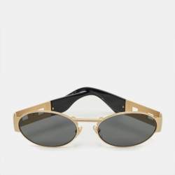 Pre Owned Versace Black/Gold Tone MOD2264 Medusa Oval  Sunglasses