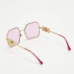 Pre Owned Versace Pink/Gold Tone Medusa Square Sunglasses