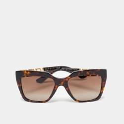 Pre Owned Versace Tortoiseshell Brown Gradient MOD 4418 Greca Square Sunglasses