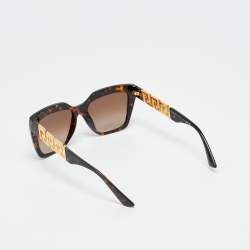 Pre Owned Versace Tortoiseshell Brown Gradient MOD 4418 Greca Square Sunglasses