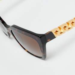 Pre Owned Versace Tortoiseshell Brown Gradient MOD 4418 Greca Square Sunglasses