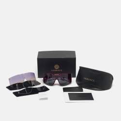 Pre Owned Versace Pink/Black MOD 4393 Medusa Shield Sunglasses