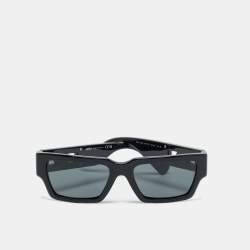 Pre Owned Versace Black MOD 4459 Medusa Deco Rectangle Sunglasses