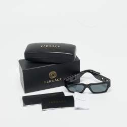 Pre Owned Versace Black MOD 4459 Medusa Deco Rectangle Sunglasses