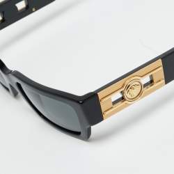 Pre Owned Versace Black MOD 4459 Medusa Deco Rectangle Sunglasses