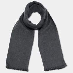 Pre Owned شال فيرساتشي جاكار صوف رمادي