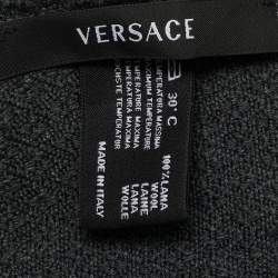 Pre Owned شال فيرساتشي جاكار صوف رمادي