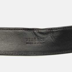 Pre Owned حزام فيرساتشي رأس ميدوسا دائري 85 سم جلد أسود