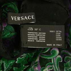 Pre Owned وشاح فيرساتشي حرير طبعة زهور بنفسجي/أخضر