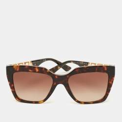 Pre Owned Versace Tortoiseshell Brown Gradient MOD 4418 Greca Square Sunglasses