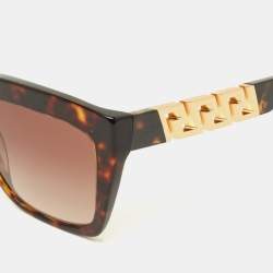 Pre Owned Versace Tortoiseshell Brown Gradient MOD 4418 Greca Square Sunglasses