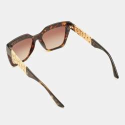 Pre Owned Versace Tortoiseshell Brown Gradient MOD 4418 Greca Square Sunglasses