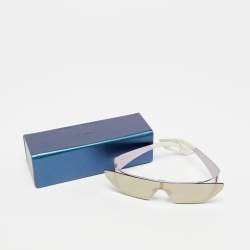 مملوكة مسبقًا Versace Silver/Purple Mirrored A10QV Rihanna Shield Sunglasses