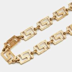 Pre Owned Versace Greca Gold Tone Necklace