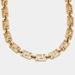 Pre Owned Versace Greca Gold Tone Necklace