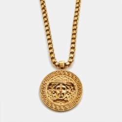Pre Owned Versace Medusa Gold Tone Long Necklace