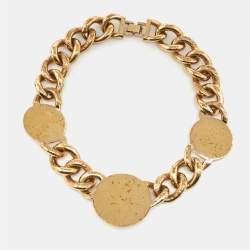 Pre Owned Versace Medusa Gold Tone Chain Neckalce