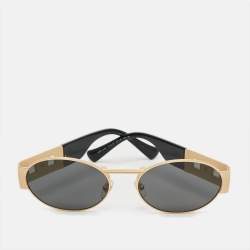 Pre Owned Versace Black/Gold Tone MOD 2264 Oval Sunglasses