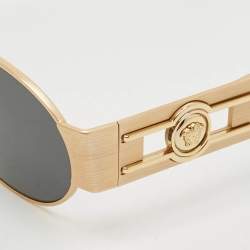 Pre Owned Versace Black/Gold Tone MOD 2264 Oval Sunglasses