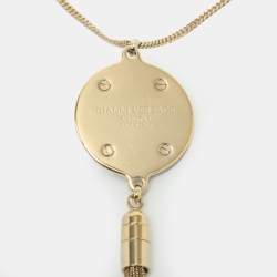 Pre Owned Versace Vanitas Gold Tone Metal Medusa Medallion Fringe Tassel Necklace