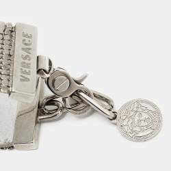 Pre Owned Versace Mesh Medusa Silver Tone Metal Bracelet