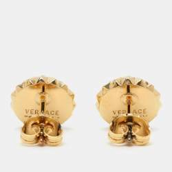 Pre Owned Versace Medusa Chain Gold Tone Stud Earrings