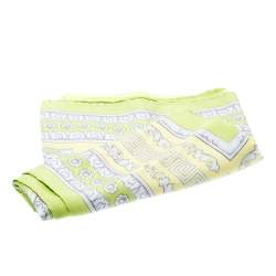 Versace Lime Green Floral Baroque Printed Silk Square Scarf