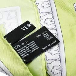 Versace Lime Green Floral Baroque Printed Silk Square Scarf