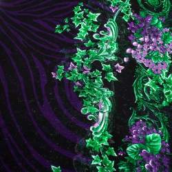 Pre Owned Versace Black & Purple Floral Print Silk Stole