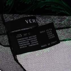 Pre Owned Versace Black & Purple Floral Print Silk Stole