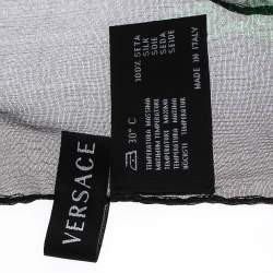 Pre Owned Versace Black & Purple Floral Print Silk Stole