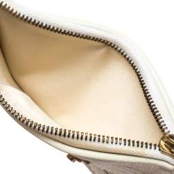 Versace White Quilted Leather Coin Purse and Key Charm