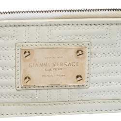 Versace White Quilted Leather Coin Purse and Key Charm