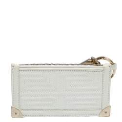 Versace White Quilted Leather Coin Purse and Key Charm