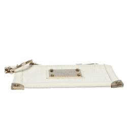 Versace White Quilted Leather Coin Purse and Key Charm
