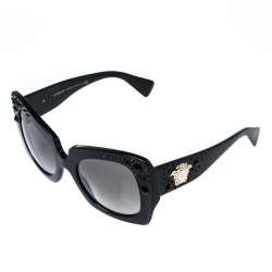 Versace Black Crystal Studded/Grey Gradient 4308-B Cat Eye Sunglasses
