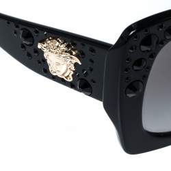 Versace Black Crystal Studded/Grey Gradient 4308-B Cat Eye Sunglasses